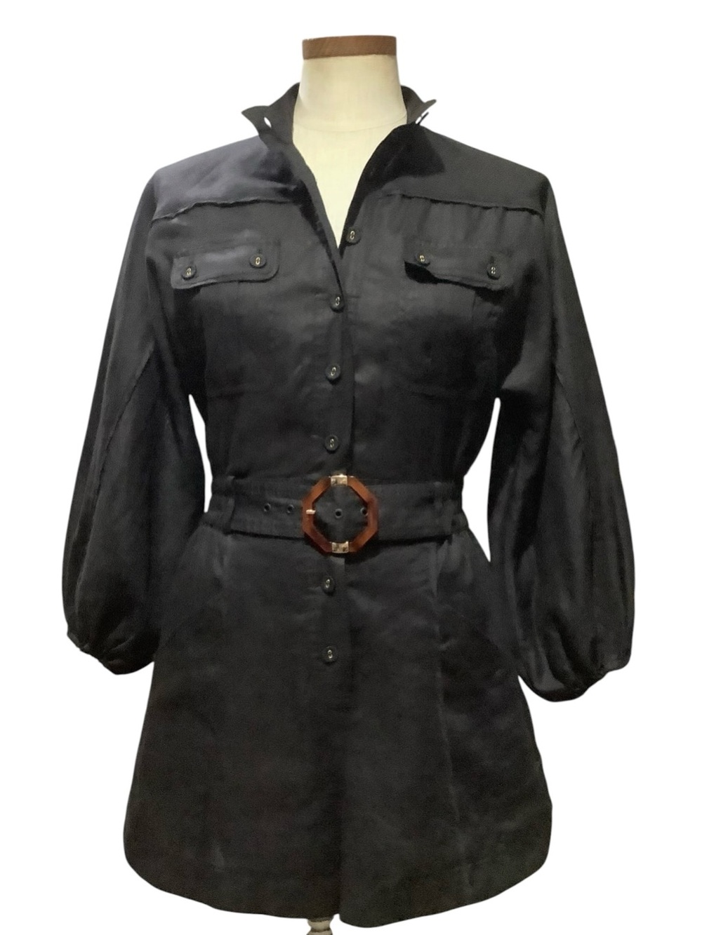 Zimmermann Paneled Devi Playsuit Black Linen Romper Sz 0 XS Bohemian Luxury
